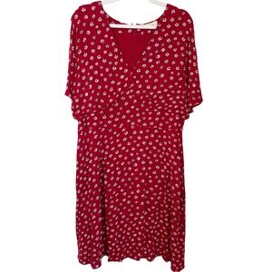 Seasalt Cornwall Wilsey Dress Red Floral V-Neck Short Sleeve US Size 12